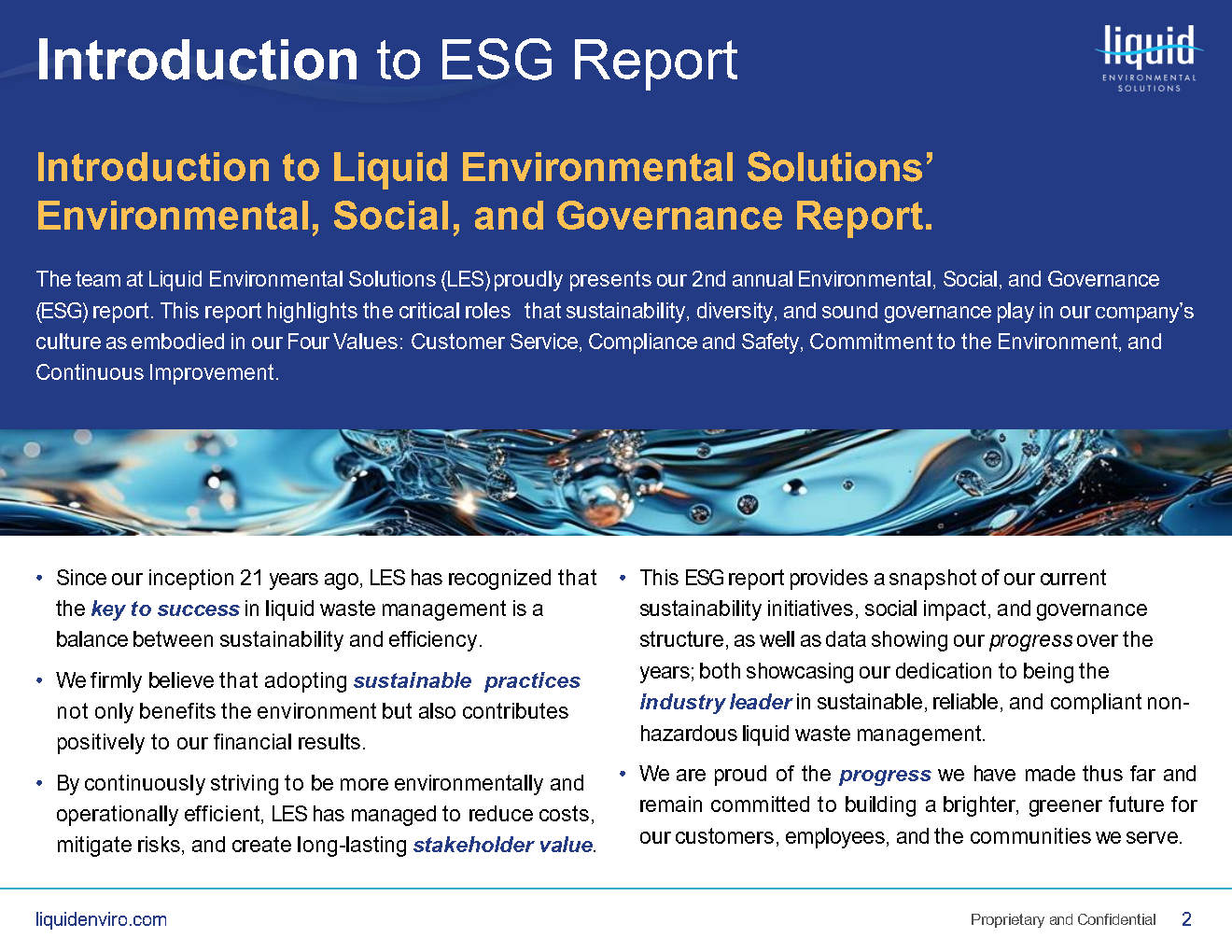 2023 ESG Report | Liquid Environmental Solutions